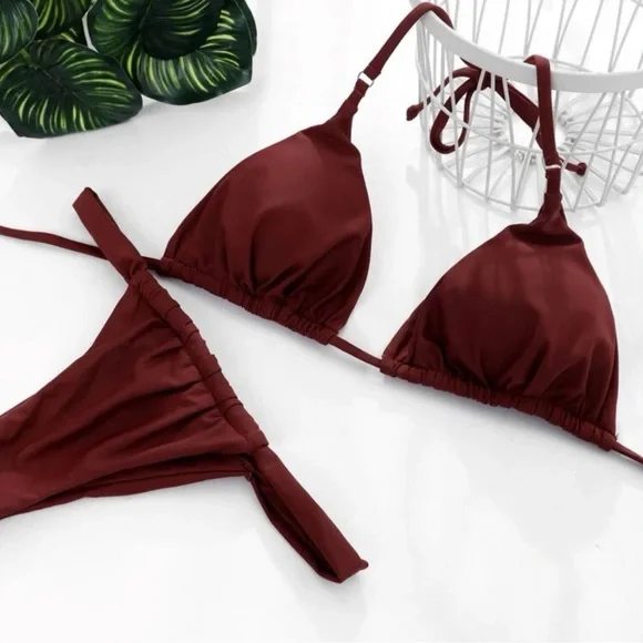 Shein Brown String Bikini Set - Picture 2 of 5